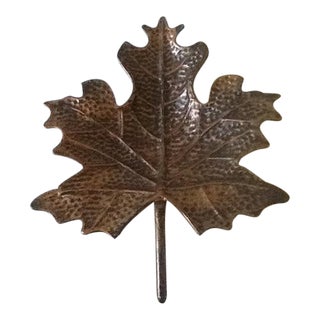 Vintage Large Metal Leaf Bowl/Footed Tray For Sale
