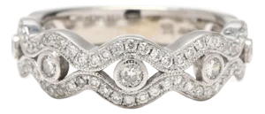 0.45ctw Diamond Curved Band Ring, 14k White Gold, Ring Size 6.75