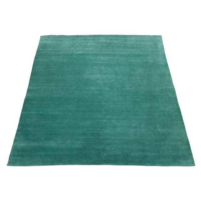 Green 12x15 Apadana's Modern Gabbeh Hand-Loom Wool Area Rug in Jewel-Toned Green For Sale - Image 8 of 11