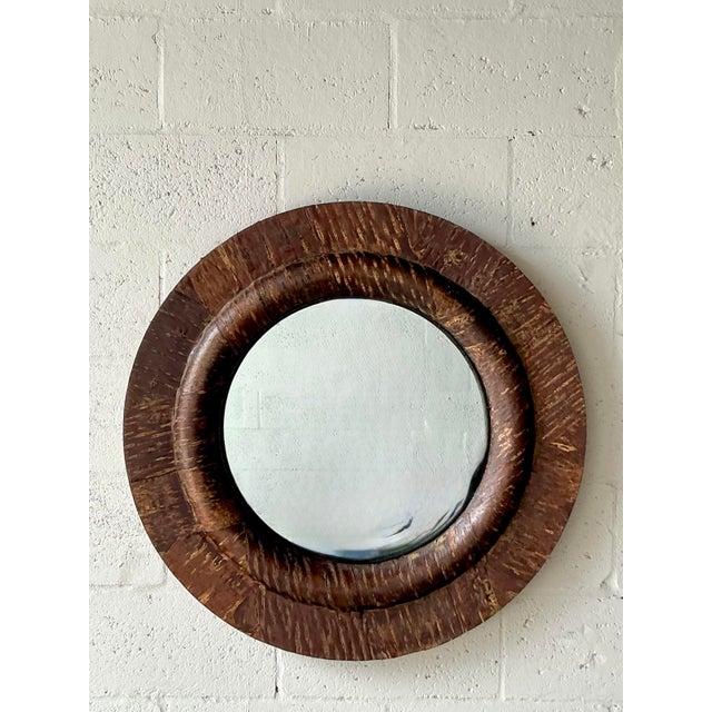 Vintage Boho Patinated Wood Mirror For Sale - Image 4 of 7