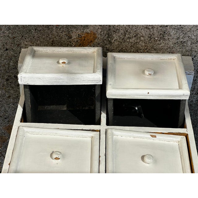 Small Antique Workshop Cabinet with 8 Drawers in Painted Wood, 1950s For Sale - Image 12 of 18