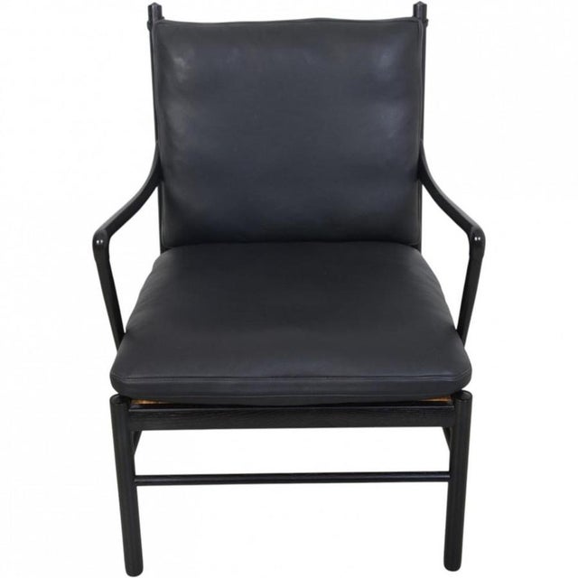 Colonial Chair in Black Lacquered Oak and Black Leather by Ole Wanscher, 2000s For Sale - Image 17 of 17