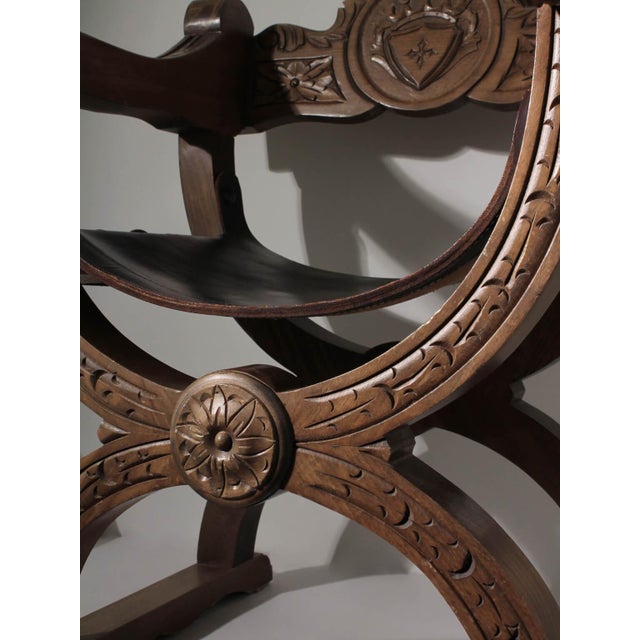 Renaissance Revival Oak Dante Chair, Sweden, 1850s For Sale - Image 9 of 11