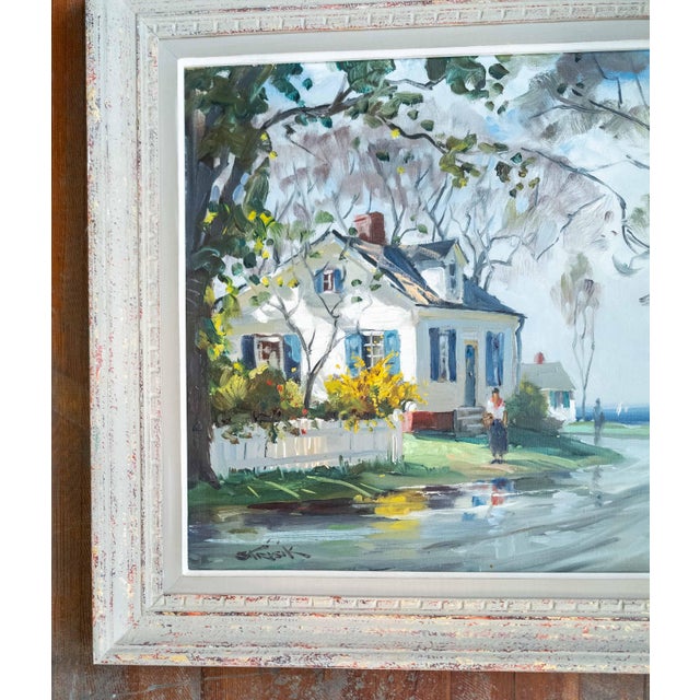 Mid 20th Century Mid-Century American Impressionist Painting of Rockford Mass by Paul Strisik n.A. For Sale - Image 5 of 14