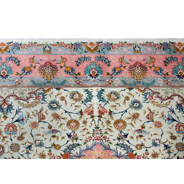 Late 20th Century Vintage Silk Persian Tabriz Rug For Sale - Image 5 of 15