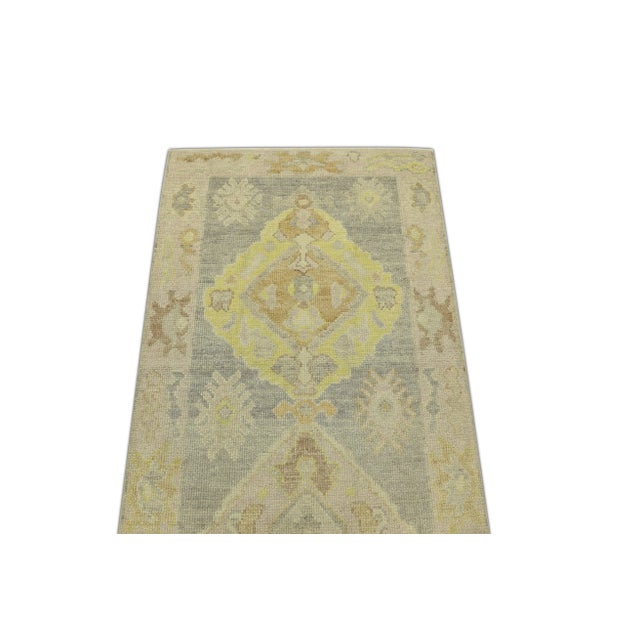 Modern Turkish Oushak Rug 2'9" x 8'3" For Sale - Image 4 of 5
