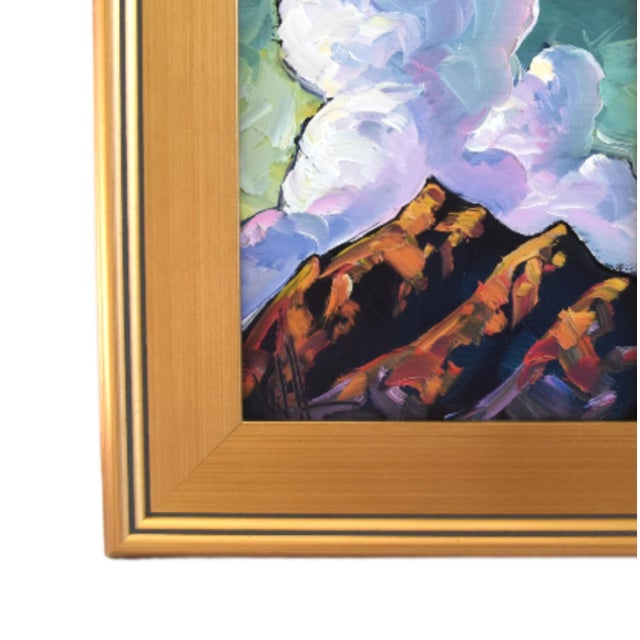 Original Mountains and Clouds landscape Impressionist oil painting on artist’s canvas panel by listed artist William...