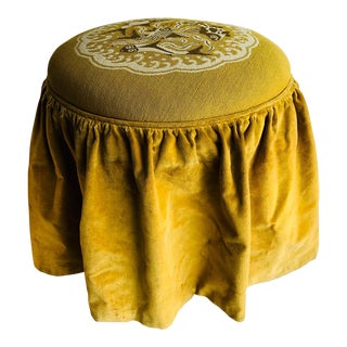 Mid Century Upholstered Ladies Vanity Foot Stool For Sale