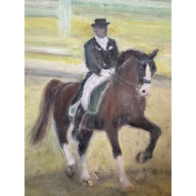Vintage Swedish Dressage Equestrian Oil Painting, Framed For Sale - Image 9 of 9