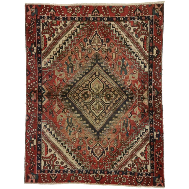 Textile Vintage Persian Shiraz Rug - 04'09 X 06'02 For Sale - Image 7 of 7