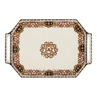 Early 20th Century French Gien Faience Serving Tray Rectangular With Handles For Sale