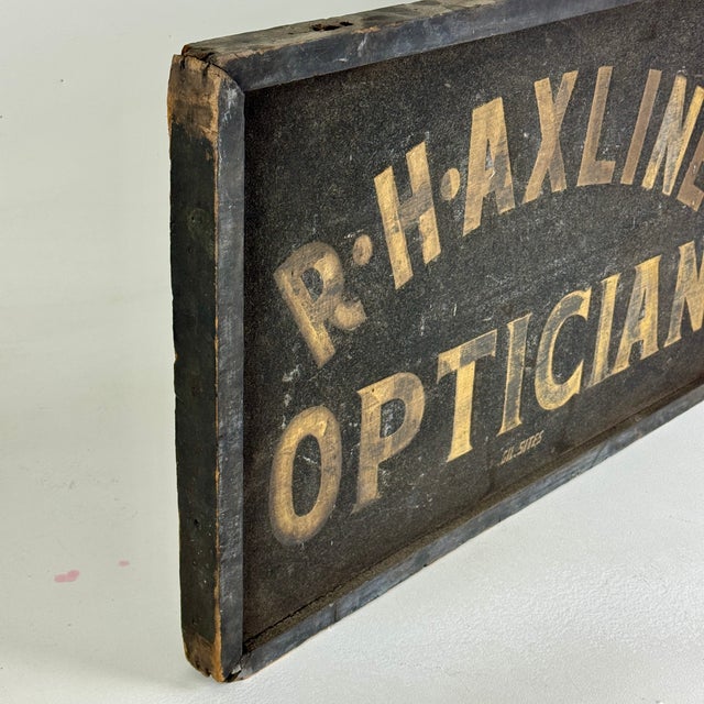 Optician Large Antique Double Sided Gilt on Black Wood Trade Sign For Sale - Image 9 of 11