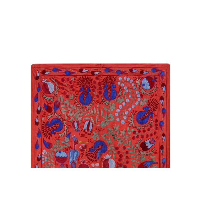 Vintage Suzani from Samarkand, circa 1900s. Dimension; 40.5'' x 73.6" inches / 103 x 187 cm / 3'4'' x 6'2'' Material: Silk...