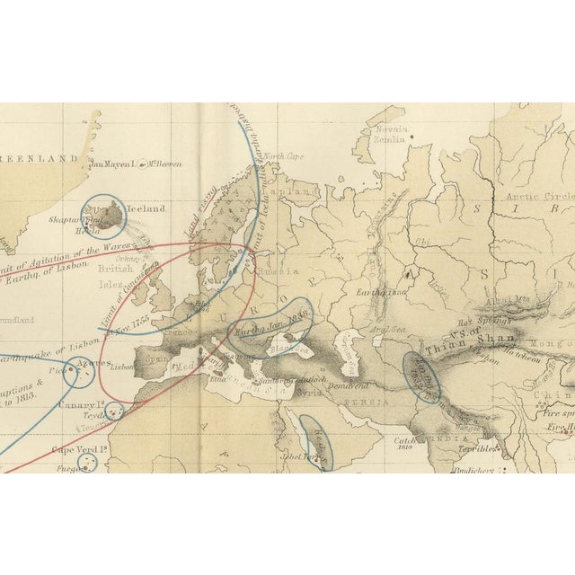Earthquakes and Volcanoes Map by A. K. Johnston, 1852 For Sale - Image 4 of 10