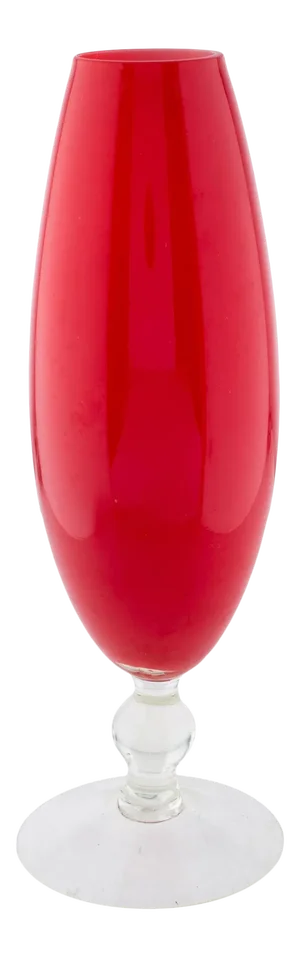 Mid Century Modern Large Red Bud Vase Glass Art