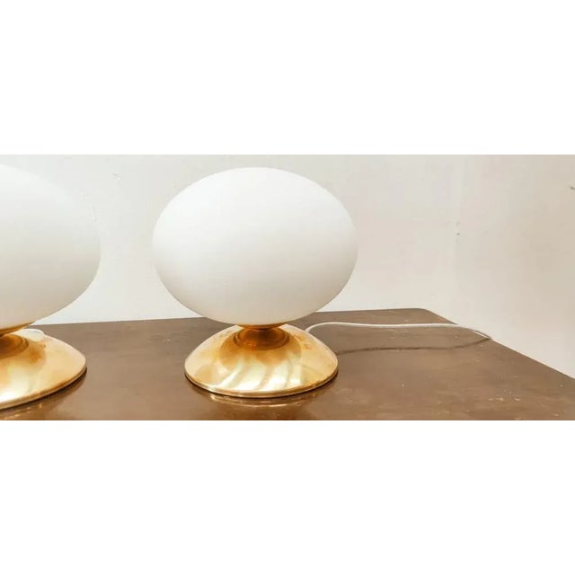 Gold Oval Brass & Glass Lamp For Sale - Image 8 of 12
