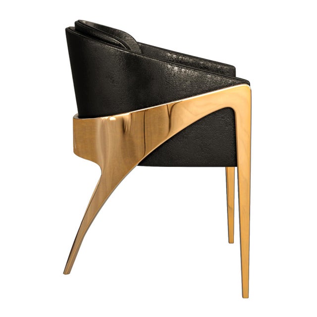 "Amalfi" Chair, with Bronze and Tailor Made Leather Bizimyer Furniture. Unmatched. Unrivalled. Designed by Hasan Samet...