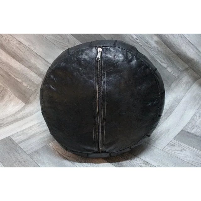 Moroccan Pouf Leather Ottoman Pouf Cover For Sale - Image 4 of 7