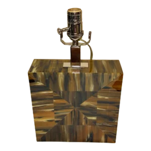 Late 20th Century Faux Tortoise Shell Acrylic Table Lamp Geometric Detail