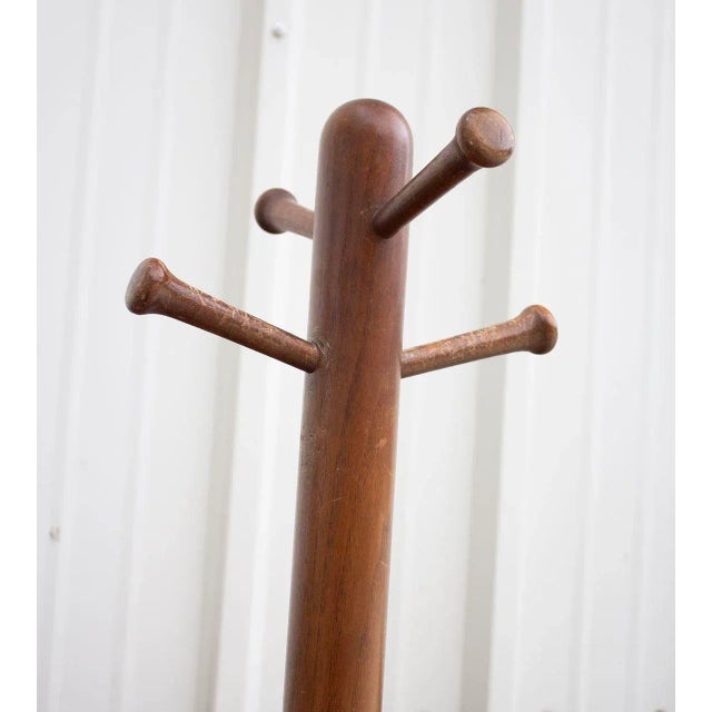 1940s Wooden Coat Rack Stand With X Base and Carved Hooks For Sale - Image 5 of 7