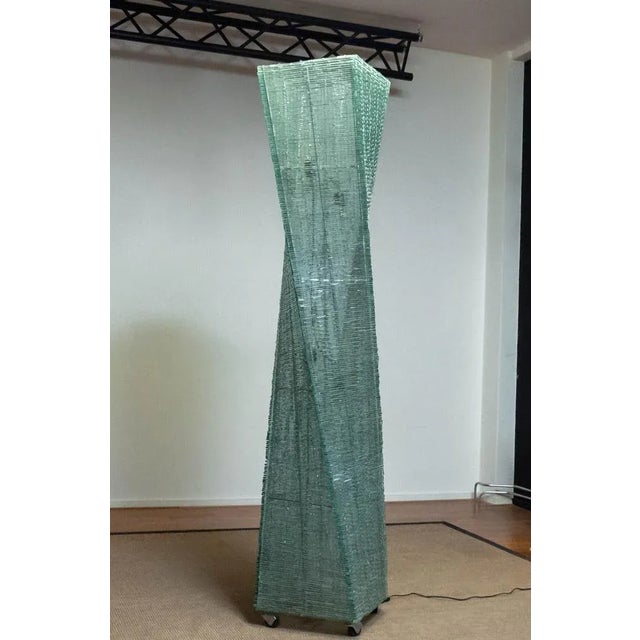 Large Belgian Brutalist Hand-Tied Glass Floor Lamp in the style of Pia Manu, 1970s For Sale - Image 8 of 8