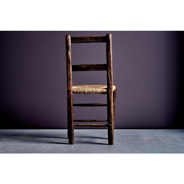 Rustic Ladder-Back Chair with Straw Seat by Charlotte Perriand, France, 1900 For Sale - Image 9 of 11