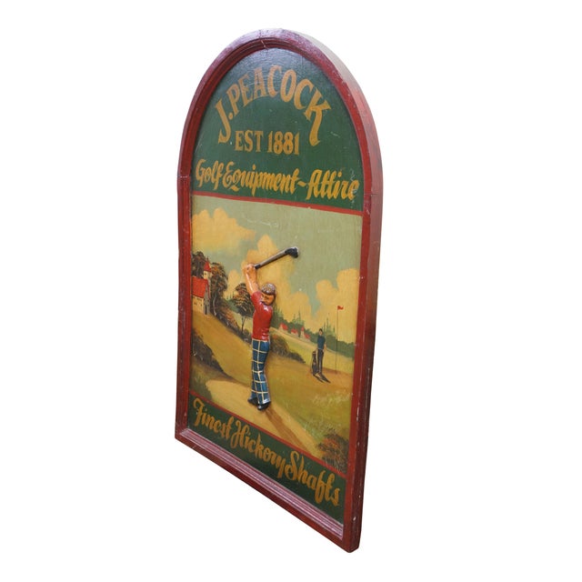 Mid-Century Modern J. Peacock Golf Equipment Fine Hickory Shafts Advertising Sign Plaque 36" For Sale - Image 3 of 12