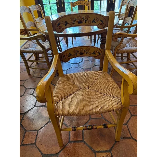1970s French Country Vintage Style Oval Kitchen Dining Table & 8 Chairs For Sale - Image 5 of 8