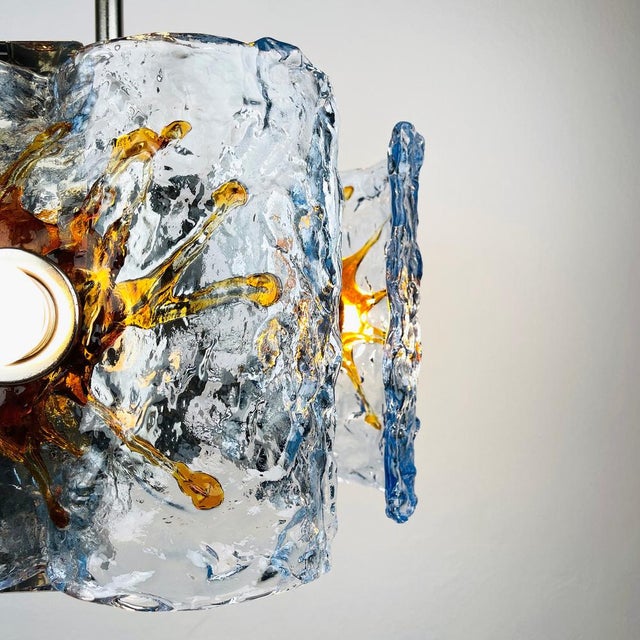 Mid-Century Ice Murano Glass Chandelier attributed to Toni Zuccheri for Mazzega, Italy, 1970s For Sale - Image 7 of 15