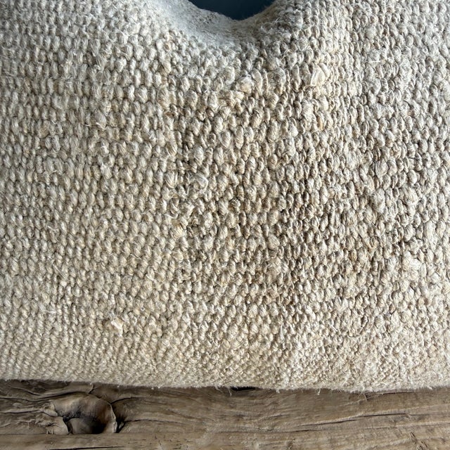 Vintage Turkish Hemp Rug Pillow 18" X 29" With Down Insert For Sale - Image 9 of 10