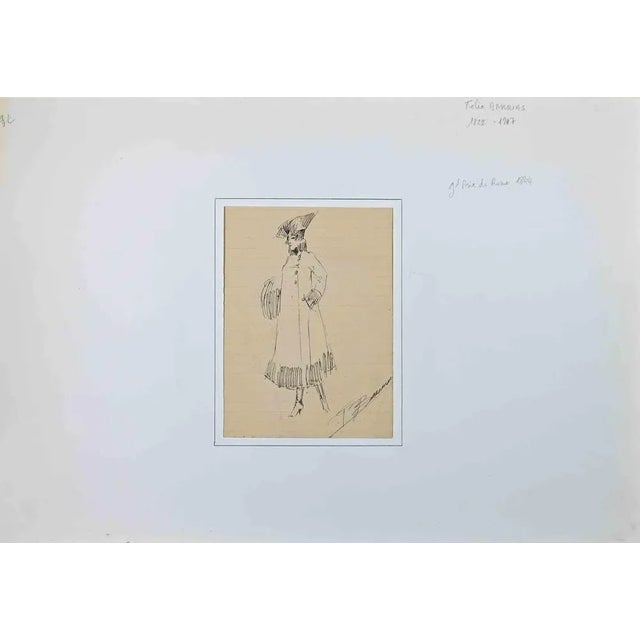 Figure of a Woman is an original China Ink Drawing realized by Félix Barrias (1822-1907) in 1844. The artwork is in good...