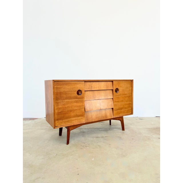 Mid-Century Brutalist Teak Sideboard with Drawers and Recessed Round Handles, 1960s For Sale - Image 6 of 18