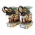 Vintage Chinoiserie Celadon & Black Ceramic Elephant Glazed Plant Stands / Bookends - A Pair For Sale