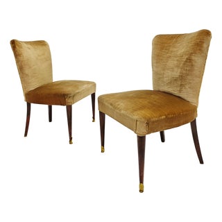 Velvet Armchairs, Italy, 1960s, Set of 2 For Sale