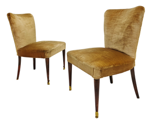 Velvet Armchairs, Italy, 1960s, Set of 2
