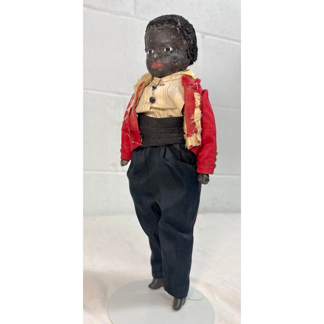 Rare Antique Early 1800s Handmade African American Boy Doll Sculpture Figure For Sale - Image 14 of 15