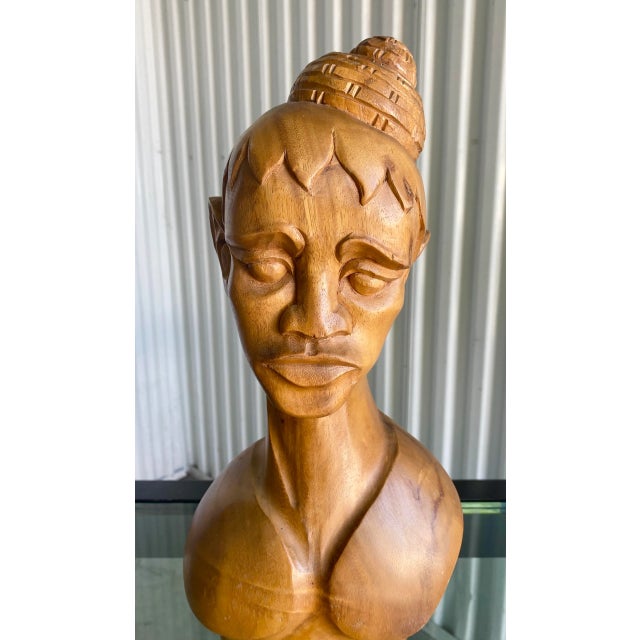 Vintage Hand Carved Female Bust For Sale In West Palm - Image 6 of 10