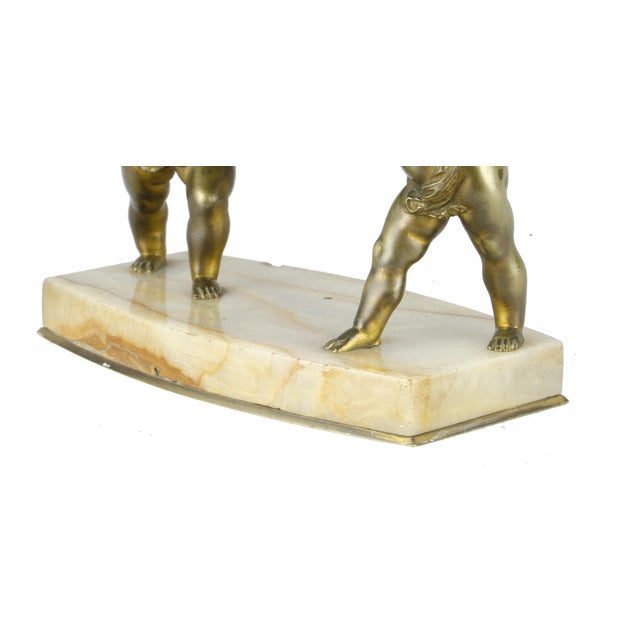 Late 19th Century Napoléon III Gilt Bronze Sculpture of Putti and Champlevé Bowl With Marble Base, France For Sale - Image 9 of 9