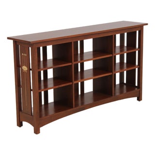 Stickley Arts & Crafts Inlaid Cherry Open Bookshelf For Sale