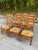 This is a beautiful set of vintage wooden chairs with rush seating. This collection has 4 chairs and one of those is a...