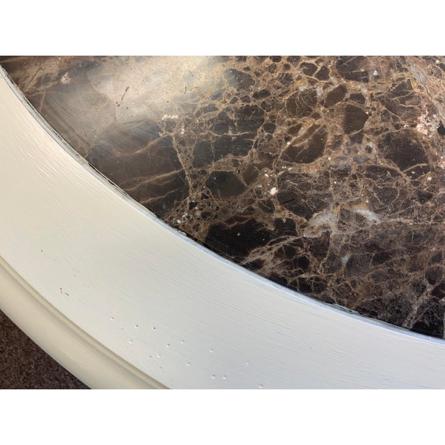 Mid 20th Century Pedestal Table With Marble Center Top For Sale - Image 4 of 8