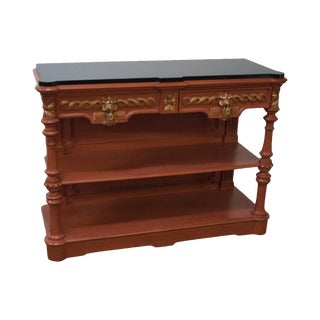 Custom Painted Antique Renaissance Revival Marble Top Server For Sale