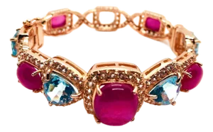 Bochic “Capri” Vintage Ruby, Sapphire & Blue Topaz - 18K Gold & Silver