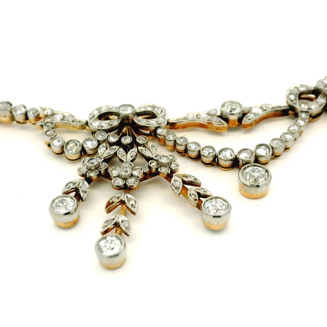 1900-1909 Filippo Chiappe Belle Époque 18k Gold, Platinum & Diamond Necklace For Sale - Image 4 of 12