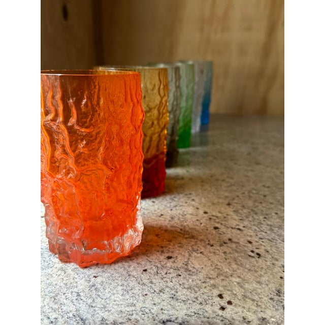 Italian Textured Bark Glasses in the style of Geoffrey Baxter, 1960s, Set of 6 For Sale - Image 9 of 18
