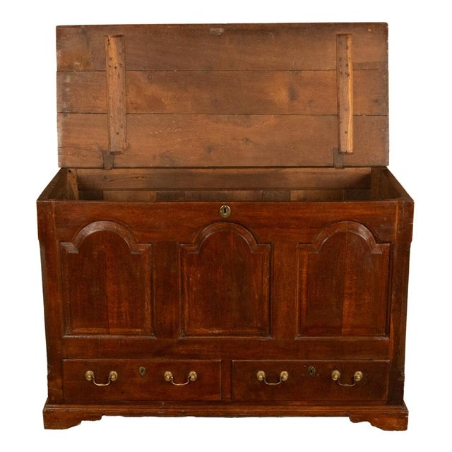 Traditional Antique 18th Century Georgian Paneled Lift Up Lid Oak Mule Chest Coffer 1760 For Sale - Image 3 of 14