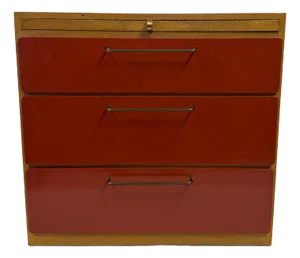 Red Chest of Drawers with Pull Out Slide from Heals, 1960s