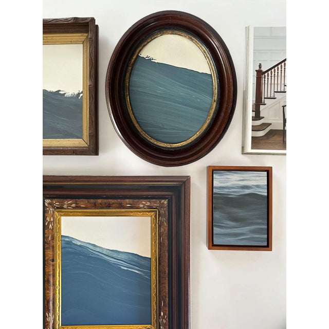 2020s "Waves” Abstract Art in Antique Frame, Seascape Painting Transitional Wall Art by JTS For Sale - Image 5 of 11