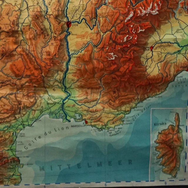 Vintage France Benelux Countries, South England Rollable Map Wall Chart For Sale - Image 6 of 8