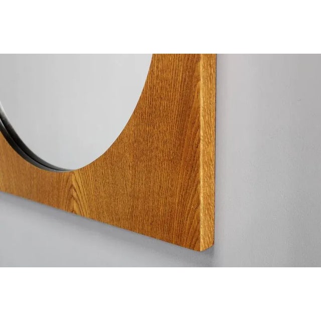 1970s Large Oak Square Mirror, Former Czechoslovakia, 1970s For Sale - Image 5 of 12